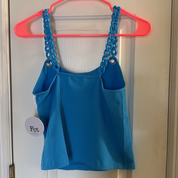 Fct With Love Basics Blue Chain Strap Stretchy Crop Top Juniors 90s Size XL - Picture 5 of 5